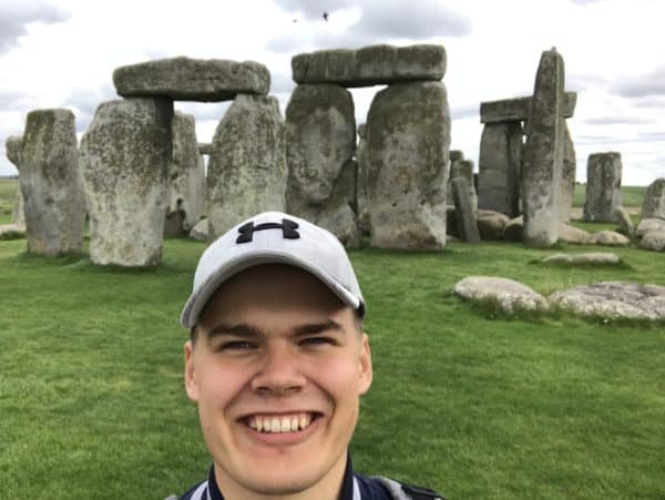 Person at Stonehenge in the United Kingdom